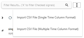 Import .csv file menu